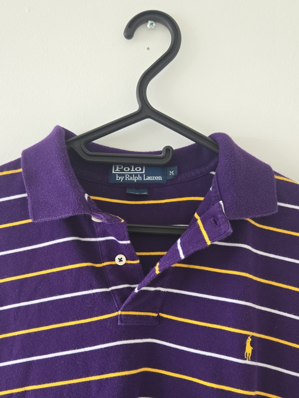Polo by Ralph Lauren Purple Polo with White and Yellow Stripes